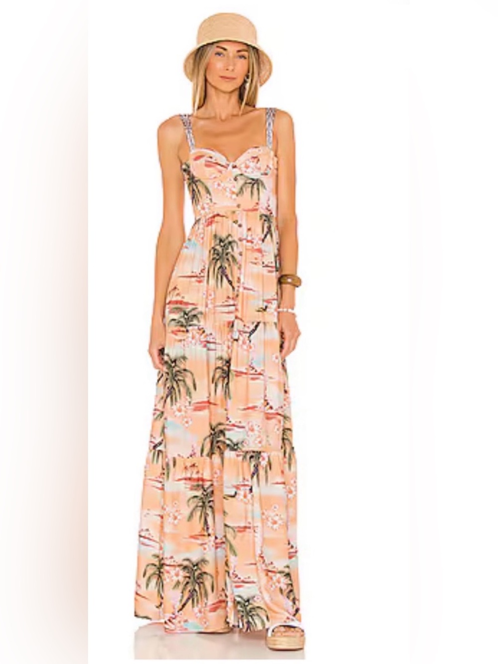 Agua Bendita Dunna Luau Maxi Dress Tropical Print – Size M